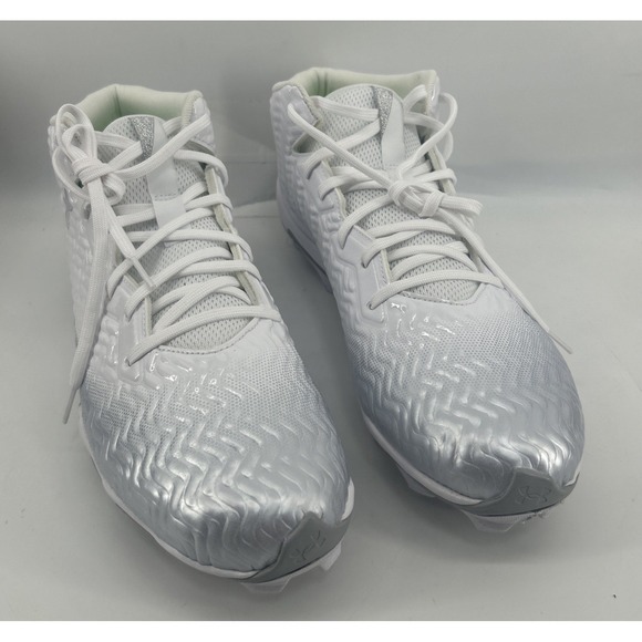 Under Armour Spotlight Hammer RM Football Cleats White Metallic Size 12 NEW - Picture 2 of 5